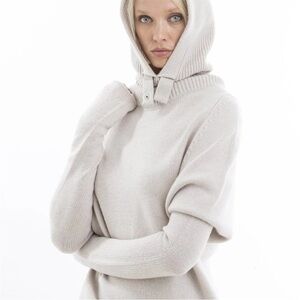 NFP New Form Perspective Wool Hooded Elastic Waist Sweater Black